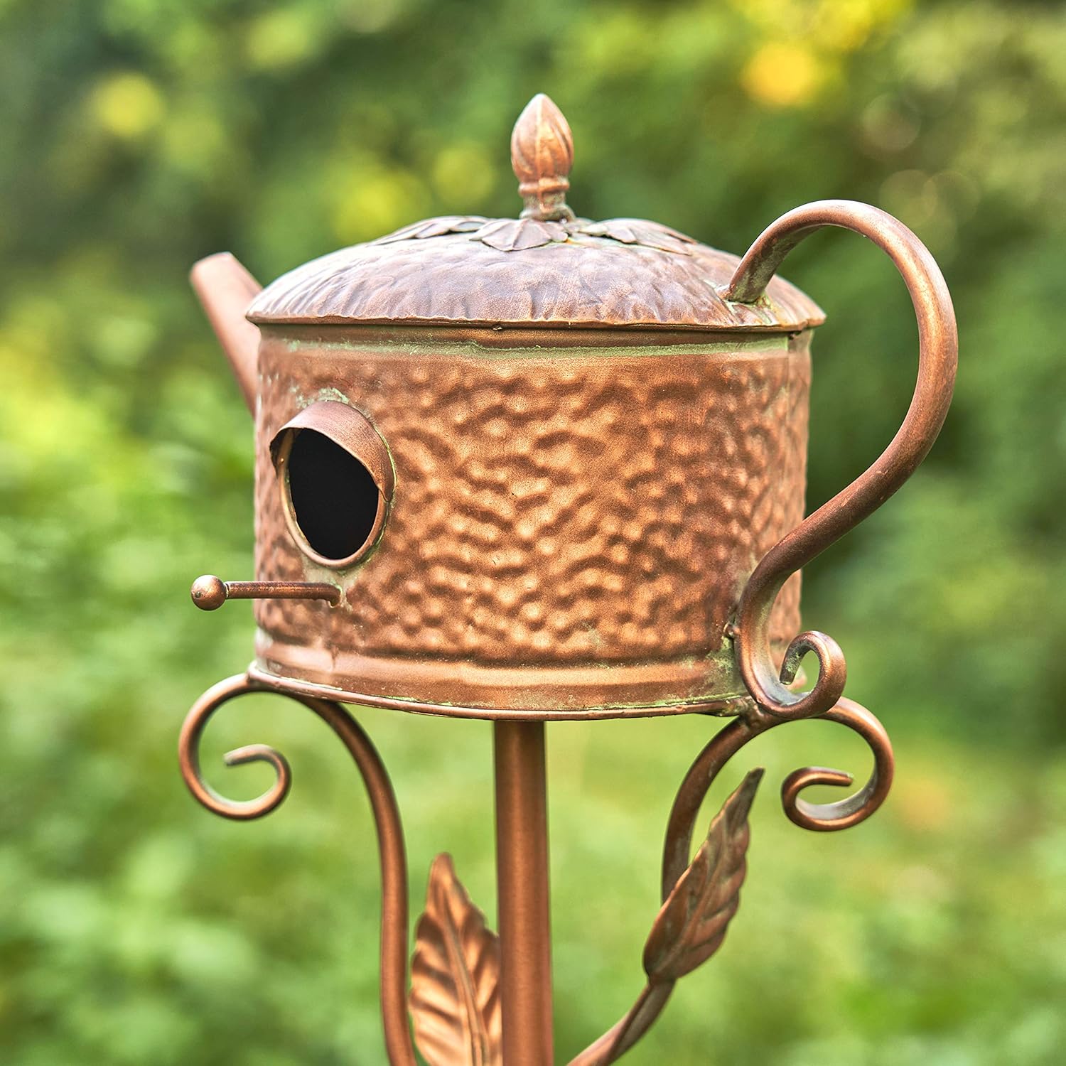 Zaer Ltd. Copper Colored Teapot Birdhouse Garden Stakes (Style 4)