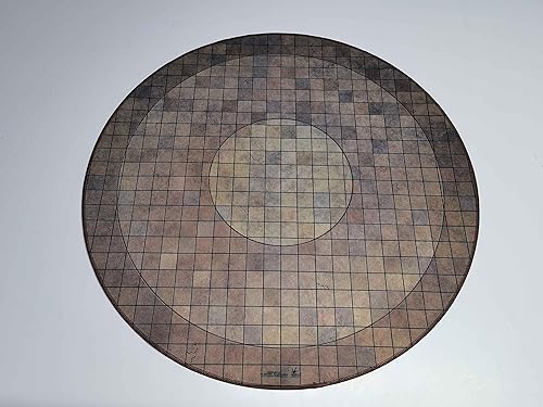 Alfombra de juego de piso de mazmorra de 24 pulgadas de diámetro con borde cosido de rejilla de 1 pulgada, doble cara con terreno universal de