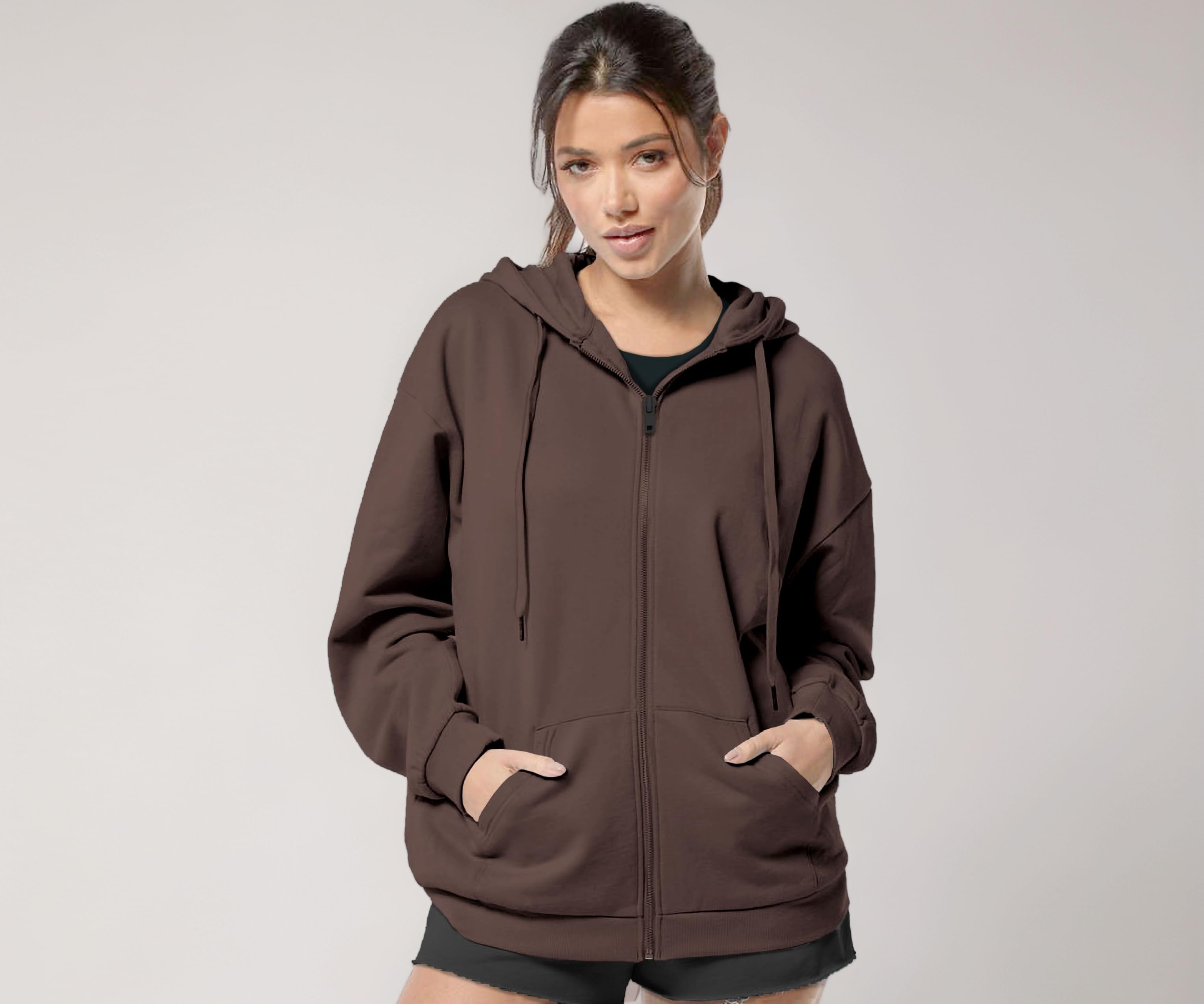 Women's Cute Hoodies Teen Girl Winter Jacket Sweatshirts Casual Drawstring Clothes Zip Up Hoodie with Pocket
