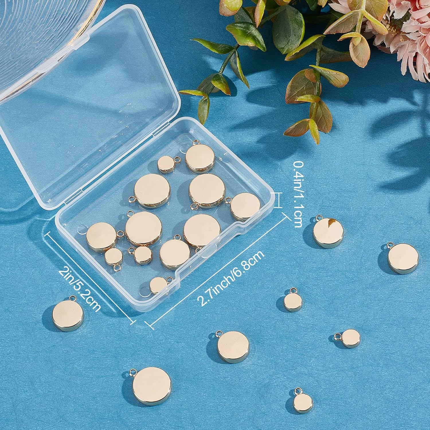 Beebeecraft 24Pcs 6/10/12mm Round Blank Bezel Pendant Trays 18K Gold Plated Cabochon Base Settings Pendant Tray Charms for DIY Jewelry Findings Making - Image 7