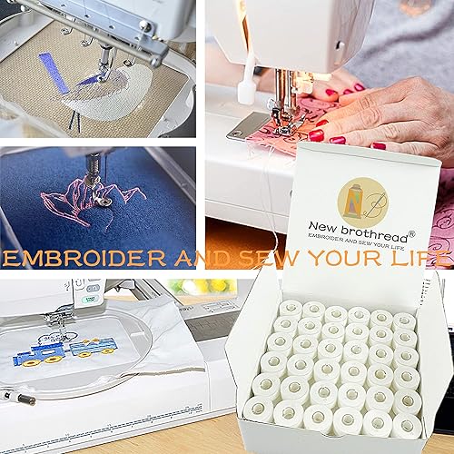 Miniatura 5 de New Brothread 144pcs blanco 60S/2 (90WT) hilo de bobina preenrollado tamaño A SA156 para bordado y máquina de coser Cottonized Soft Feel Polyester