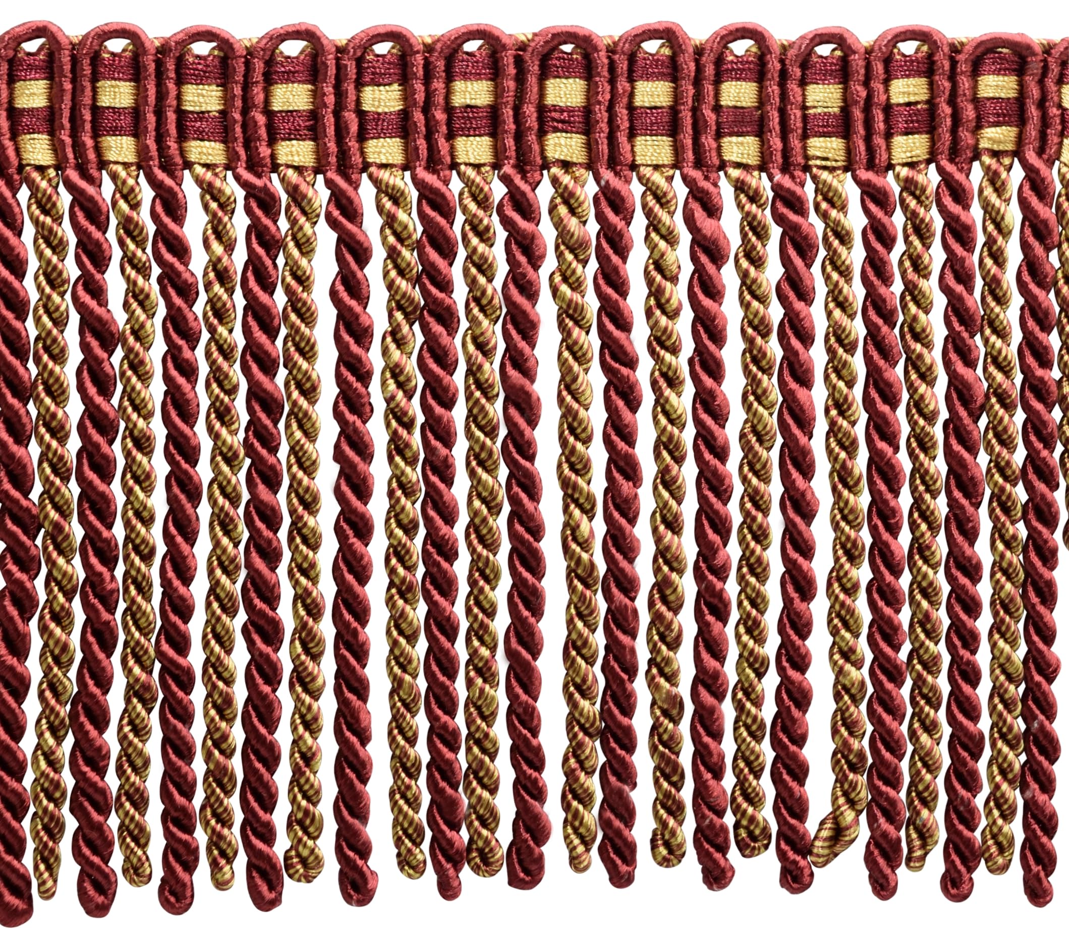 Frange de canapé bordeaux et or Style DB6 de 24,7m pour finitions de rideaux