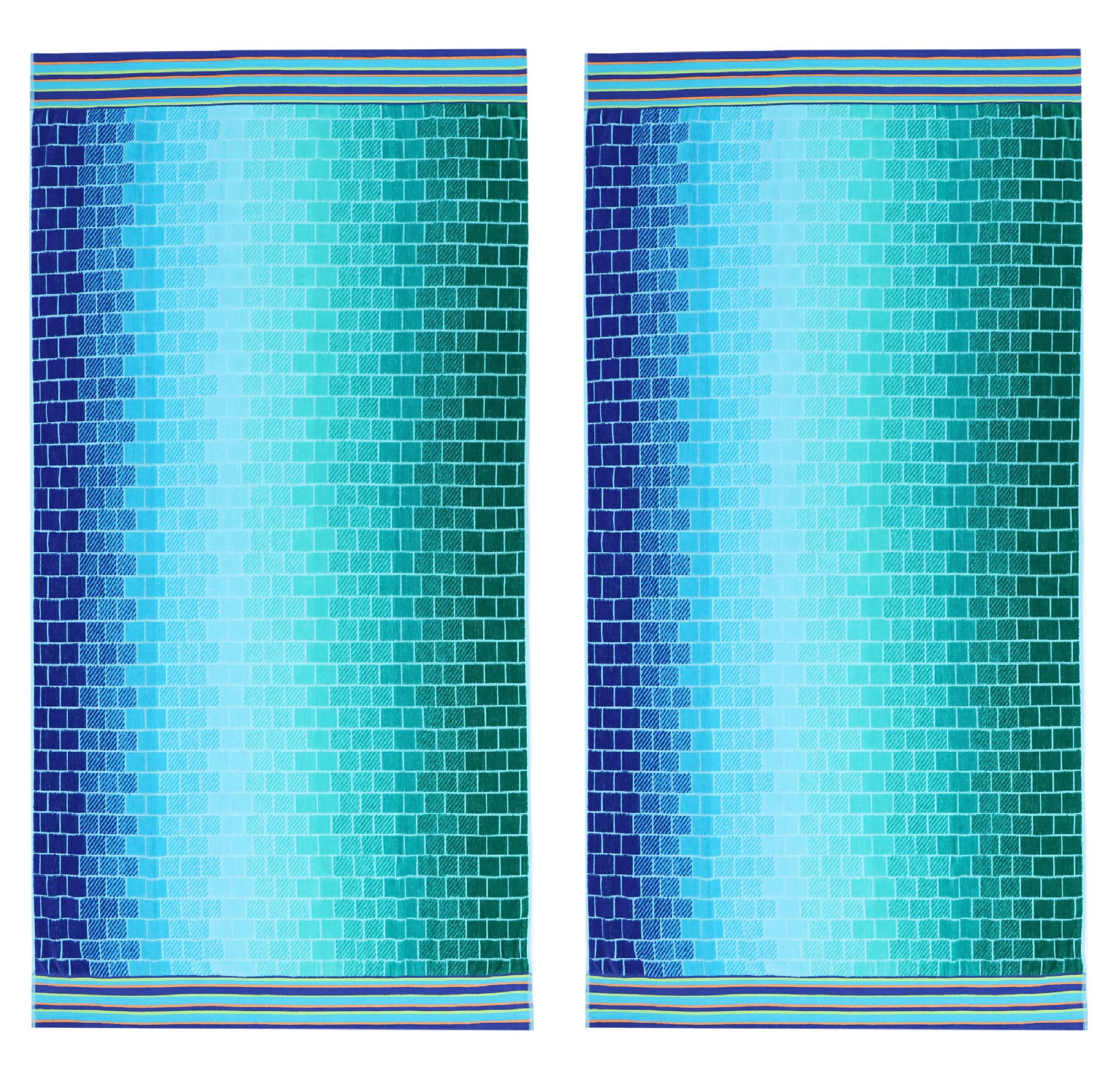 Toalla de playa de gran tamaño – Paquete de 2 toallas grandes y enormes de 35 x 70 – 100% algodón – Toalla de baño de picnic para piscina – terciopelo jacquard de felpa de 450 GSM, 5