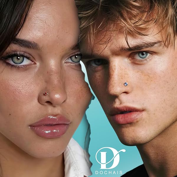 Dochais 120 Pieces Hypoallergenic Nose Studs for Women Men 316L Stainless Steel CZ Diamond Nose Piercing Jewelry Straight Shaped Studs Rings Bone Stud Screw Piercings 20G 22G 1.5mm 2mm 2.5mm 3mm - 2