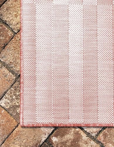 Miniatura 8 de Unique Loom Outdoor Collection Classic Stripes, Transitional Indoor & Outdoor Area Rug, Rectangular 2' 0" x 6' 0", RedIvory