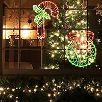 Vista 5 de Decoraciones navideñas iluminadas para ventanas, paquete de 2 luces de silueta de ventana de Navidad enchufables para Navidad, fiesta, hogar, patio