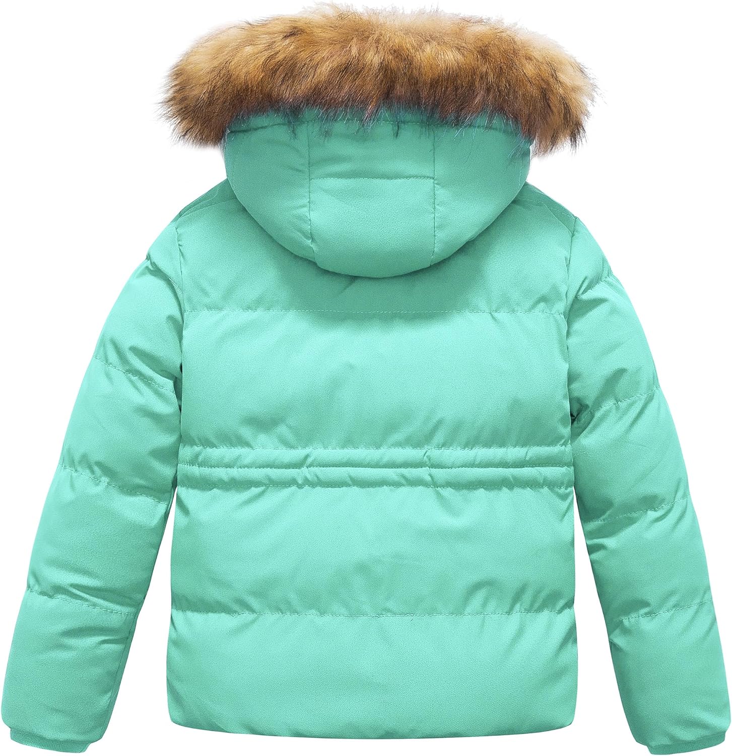 CREATMO US Girl's Kids Metallic Shiny Jacket with Detachable Fur Collar Warmth Winter Outerwear - Image 2