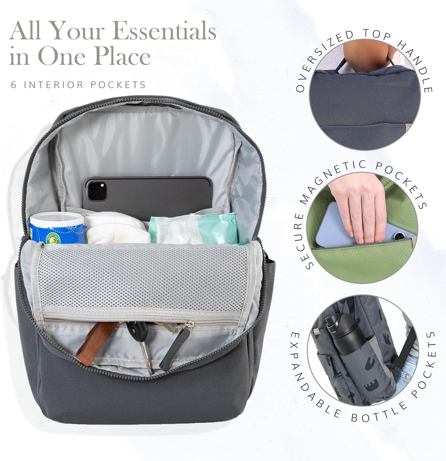 RED ROVR Roo Lightweight 1 LB Diaper Bag Backpack | 11 organizational pockets| Durable & Water-Resistant (Truffle) - Image 5