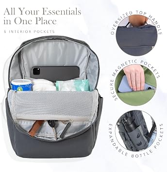 Roo Diaper Bag Backpack | Truffle 1 LB Baby Bag - 11 Pockets & Changing Pad