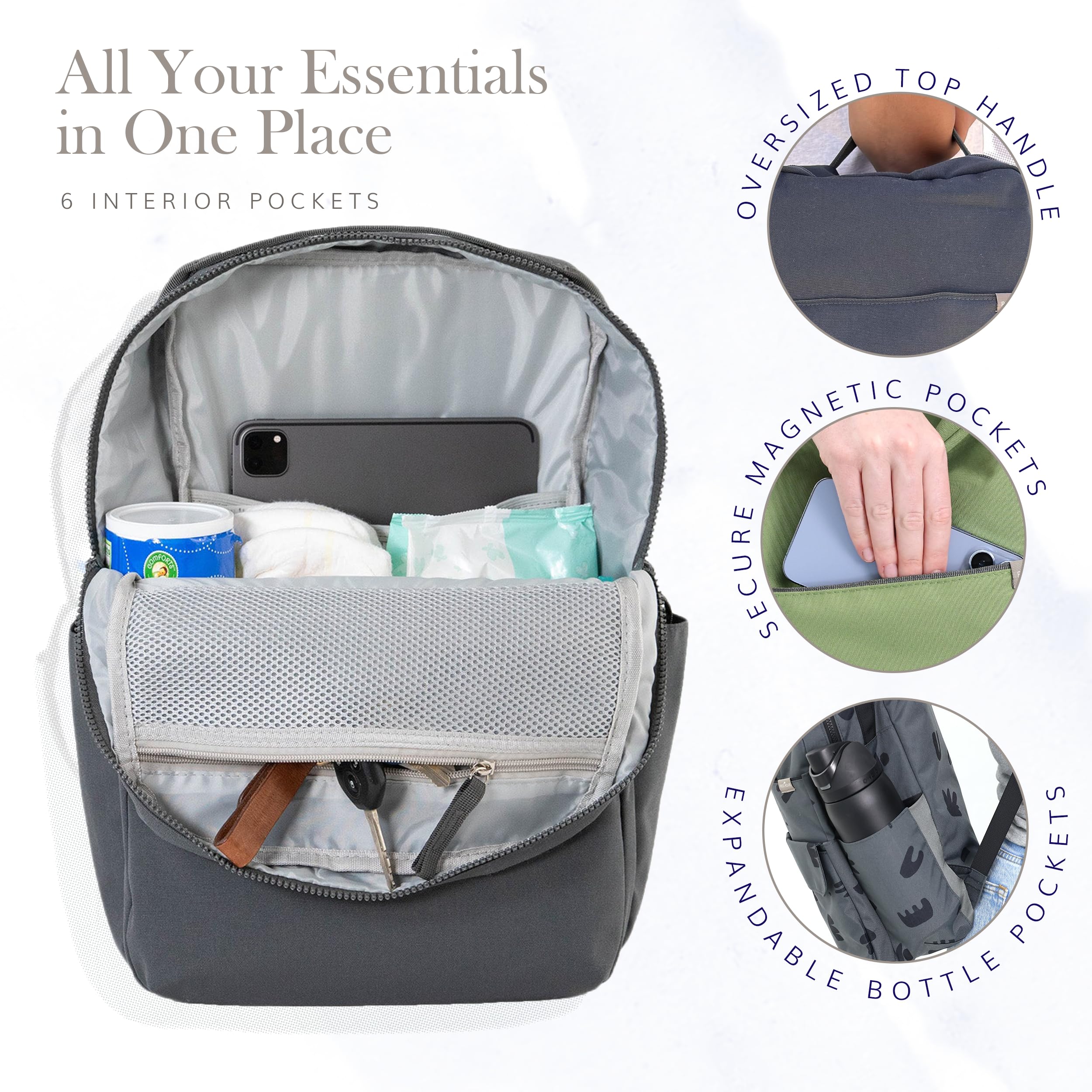RED ROVR Roo - Mochila para pañales – 1 libra ligera, resistente al agua, lavable a máquina, organizador de bebé de 11 bolsillos