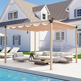 10'x12' Outdoor Pergola with Solar LED Lights,Waterproof & UPF 50+ UV-Re...