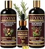 LUXEVA 3 in 1 Biotin & Rosemary Hair Growth Shampoo & Conditioner Set For Thicker, Fuller Hair | Sulphate Free Shampoo, Conditioner & Serum for Volume & Scalp Revival with Visible Results in Weeks