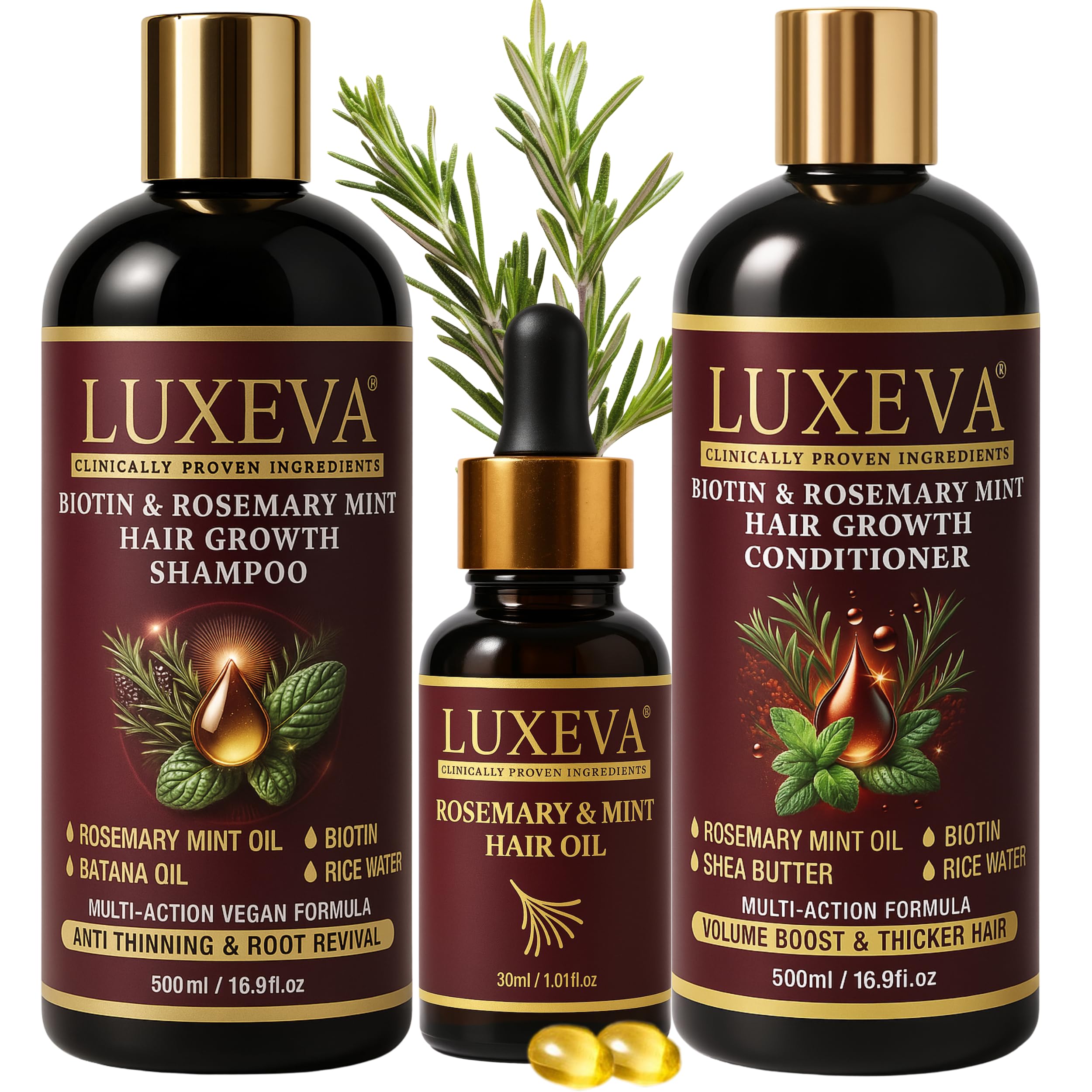 Amazon.com : LUXEVA 3 in 1 Biotin & Rosemary Mint Shampoo