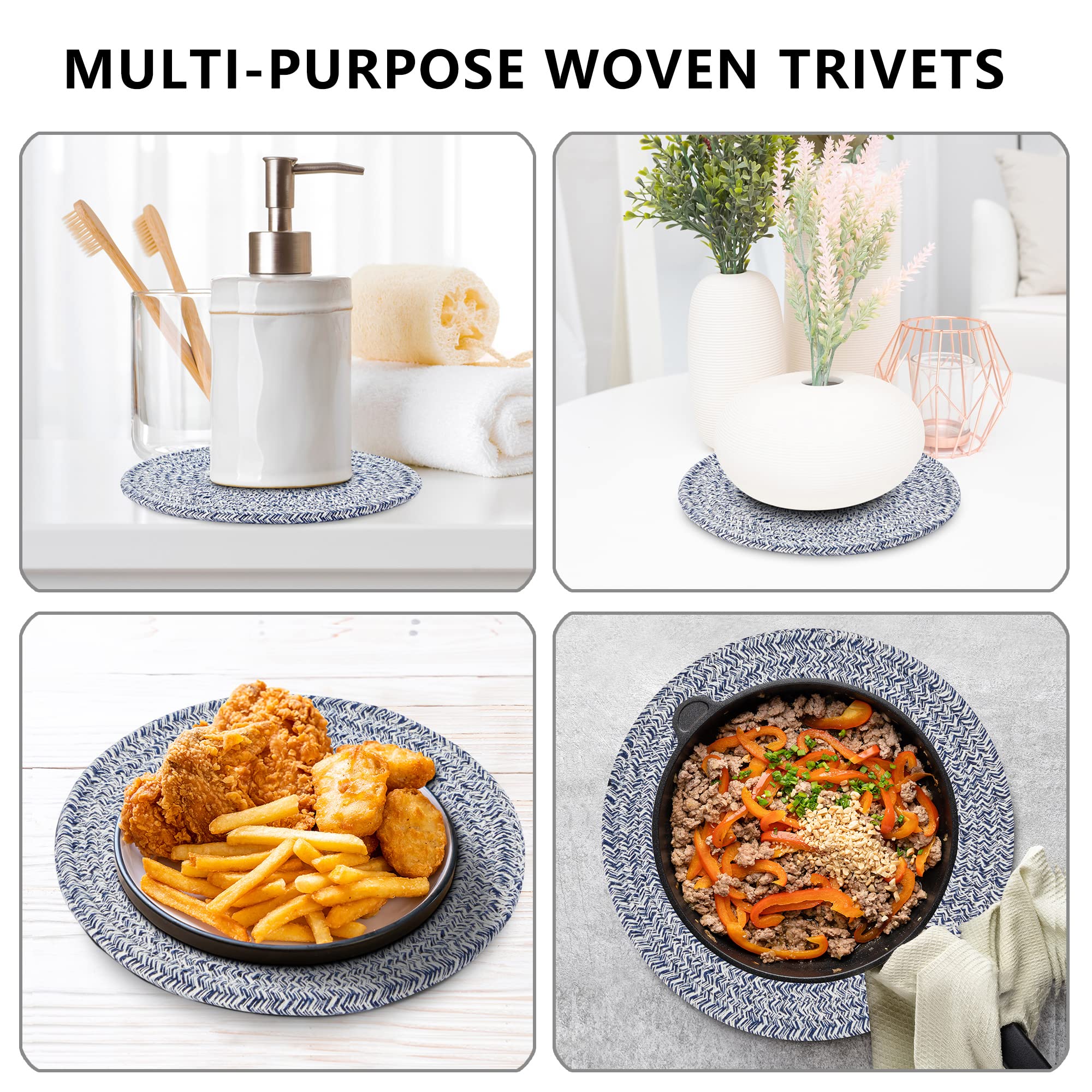 Lot De 6 Dessous De Plat Pour Plats Chauds, Casseroles Et Poêles, 20,3 Cm, Maniques Pour Cuisine, Tapis Résistant à La Chaleur, Pour Protéger Le