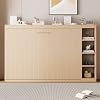 Full Horizontal Murphy Bed with Storage Full Hidden Murphy Cabinet Wall Beds Space Saving Murphy Chest Bed, Natural