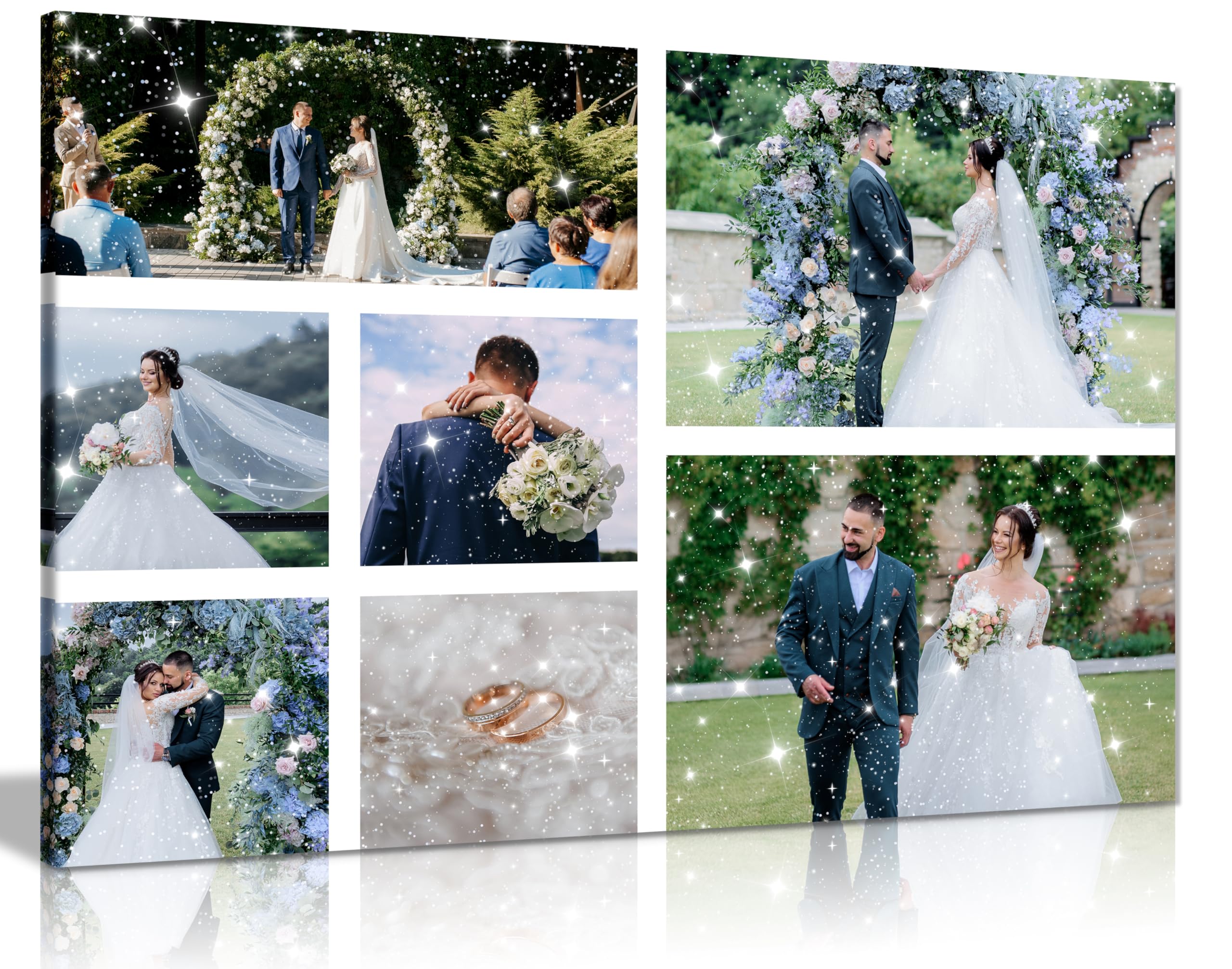 7 Photo Landscape Personalised Diamond Glitter Canvas Print - Sparkly Glittery Dust Finish - Handmade Heavyweight Canvas - Sizes 12x8" to 36x24" - Custom Photo Wall Art & Picture Gifts