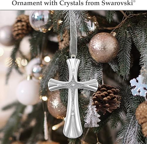 Miniatura 4 de Juego de regalo bíblico gris con Biblia KJV y adorno de cruz plateado con cristales de Swarovski