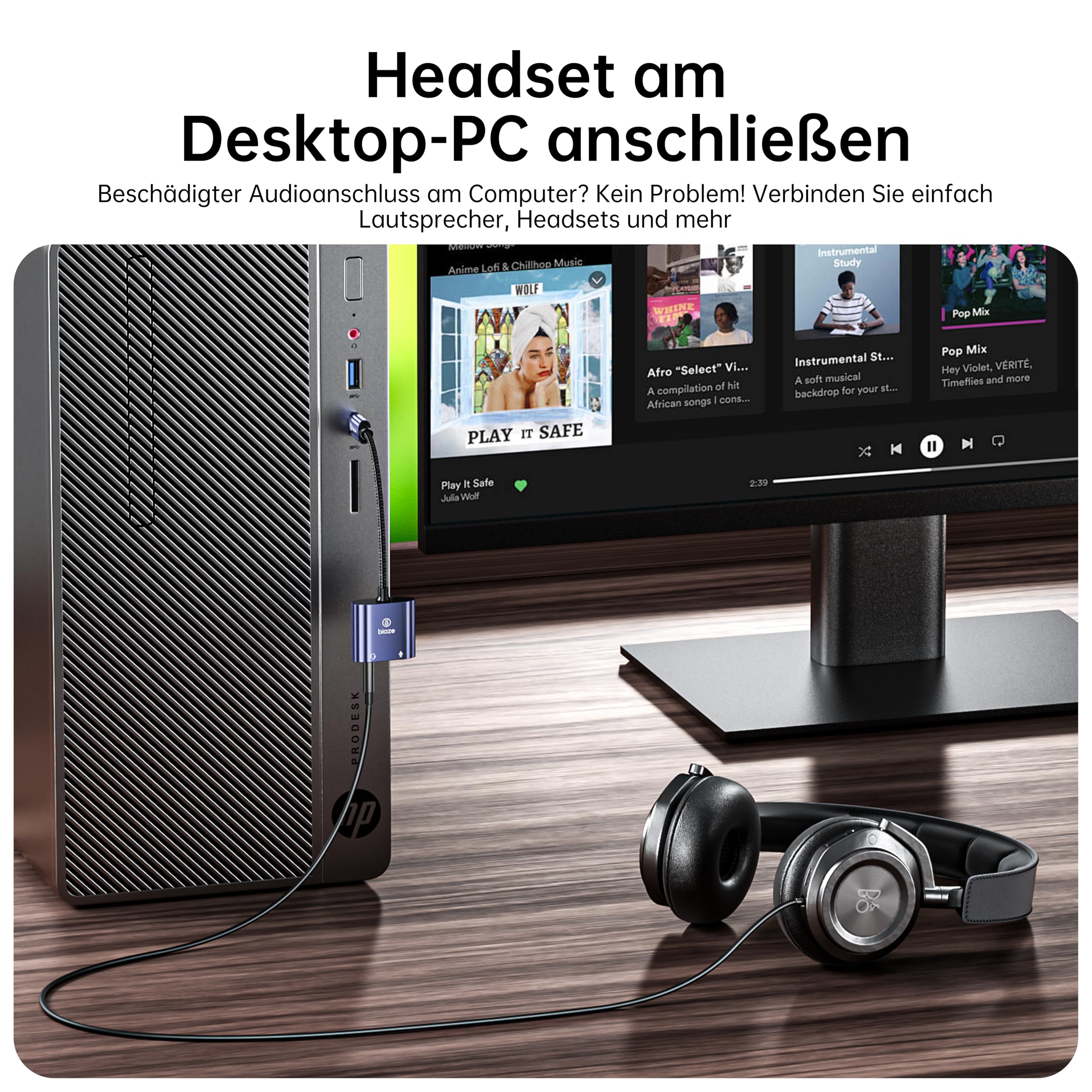 BENFEI USB C naar Audio Jack Adapter met 60W snel opladen, USB-C naar 3