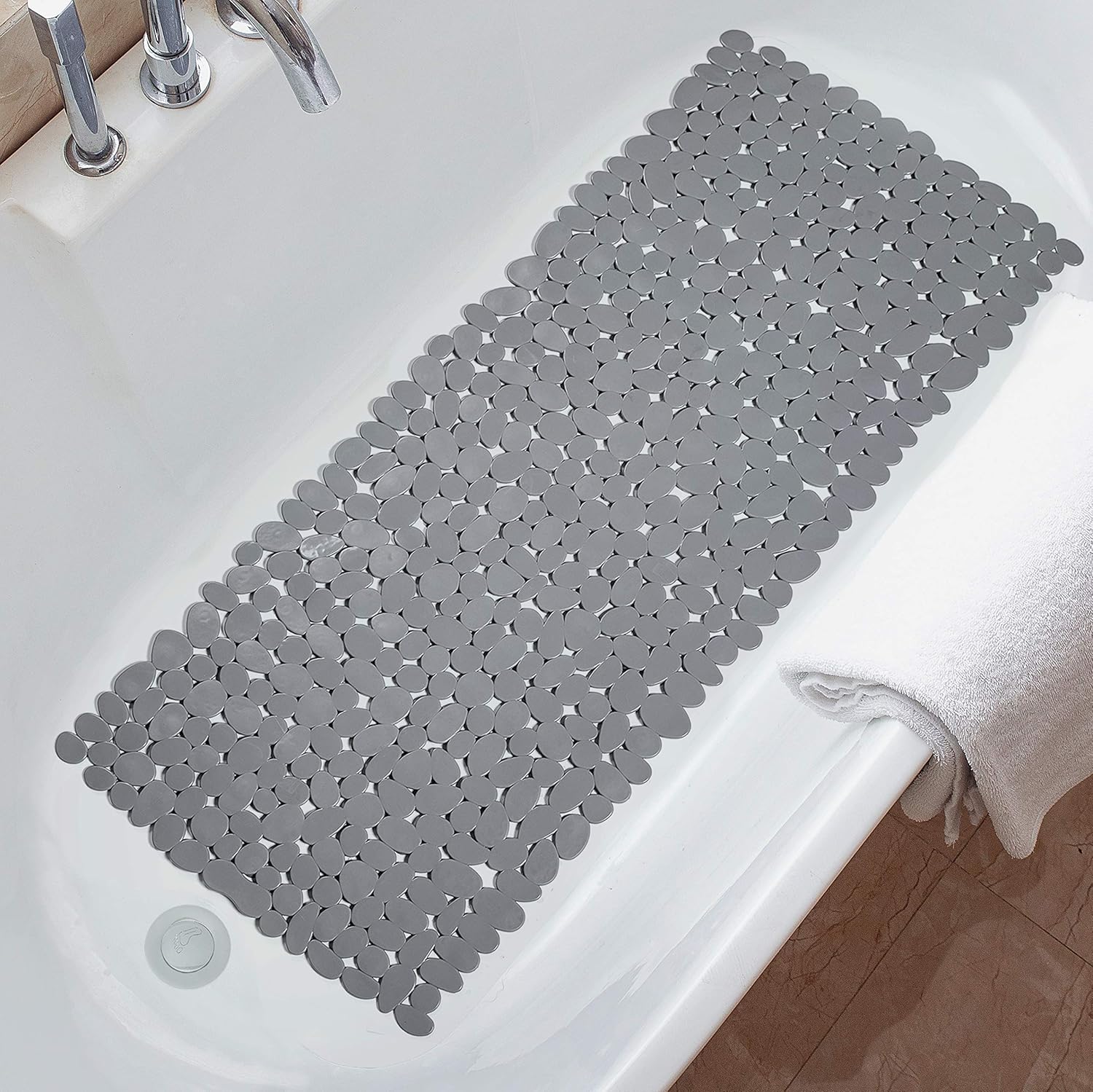 TreeBud Pebble Bathtub Mat, 35 x 16 Inches Non Slip Bath