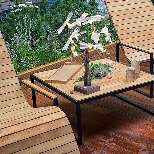 Miniatura 6 de 2 soportes de regalo para árbol de dinero, 17 pulgadas, 1.5 pies, árbol de abedul de mesa iluminado con luces LED con 24 clips, árbol de tarjetas de