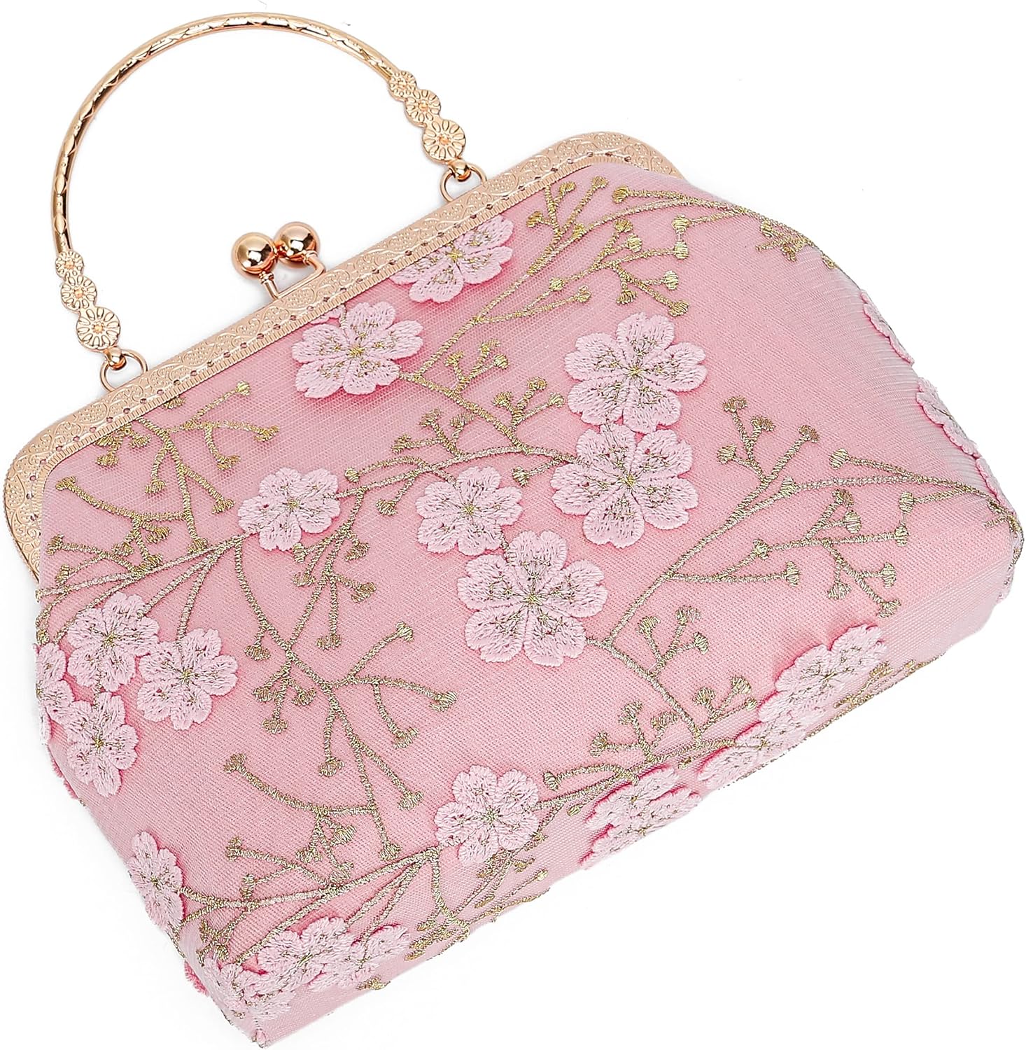 Rejolly Women Vintage Kiss Lock Top Handle Handbag Evening Purse Crossbody Shoulder Bag with Chain Strap