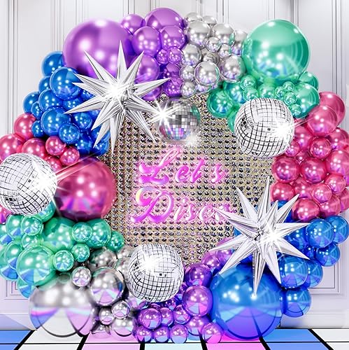 Miniatura 9 de Kit de Arco de Globos de Discoteca TODO EN 1 con Bolas de Discoteca y Destellos Estelares ADICIONALES para Decoraciones de Fiesta de Discoteca - Kit