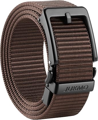 JUKMO Mens 1.5" Ratchet Belt with Pin-Look Buckle for Jeans & Chinos