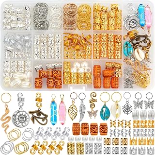 200 PCS Hair Beads Jewelry, Hair Jewelry for Braids and Women's Hair Accessories for Braids, Ring Hair Accessories, Dreadlocks Gem Crystal Hair Charms, Loc Tube Bead Braid Braided Jewelry，Braid Cuffs,Clips
