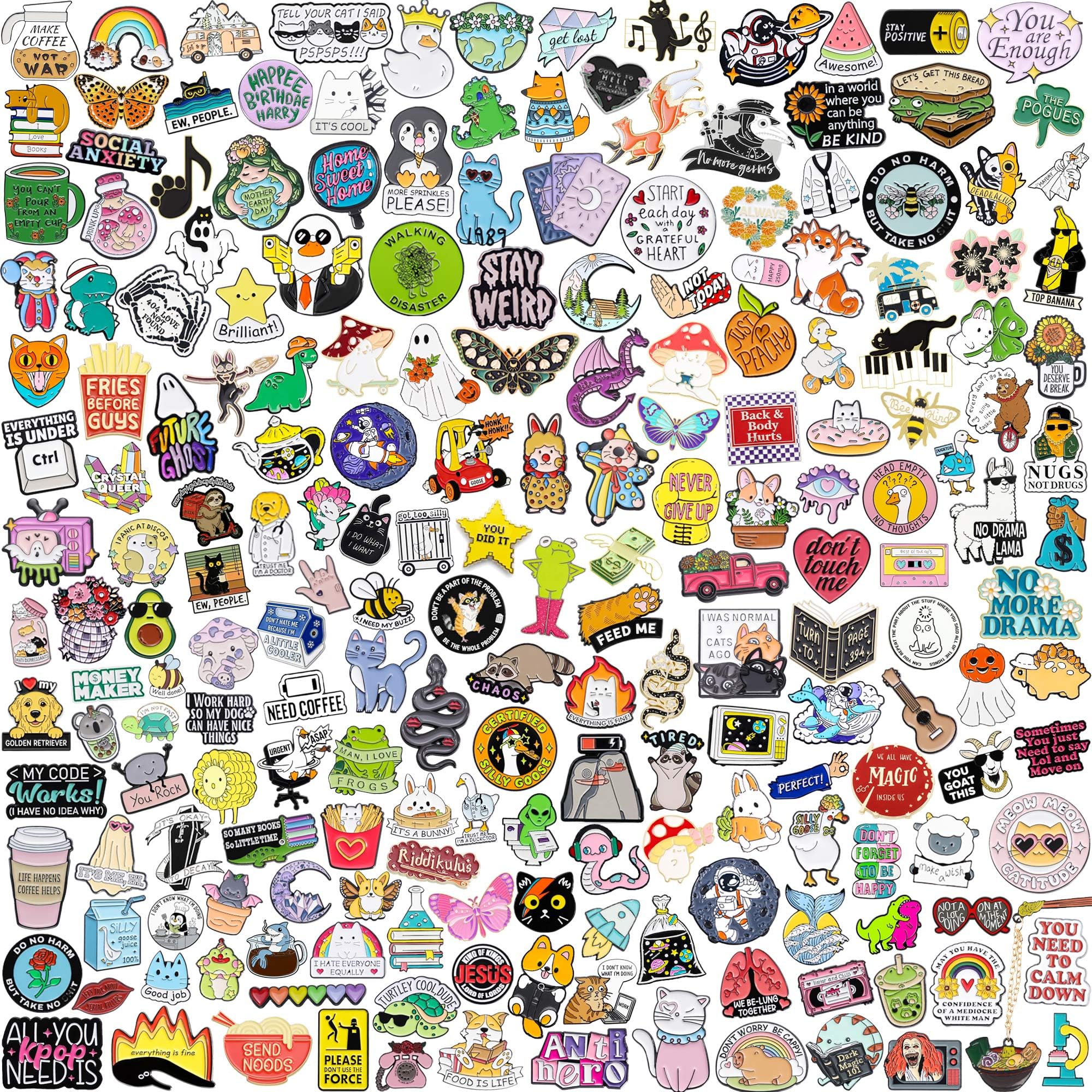 20/40/50 PCS Cute Enamel Pins Bulk, Funny Backpack Pins Aesthetic Lapel Badge Pins Set Assorted Enamel Brooch Pins for Backpacks, Hats, Bags, Landyards