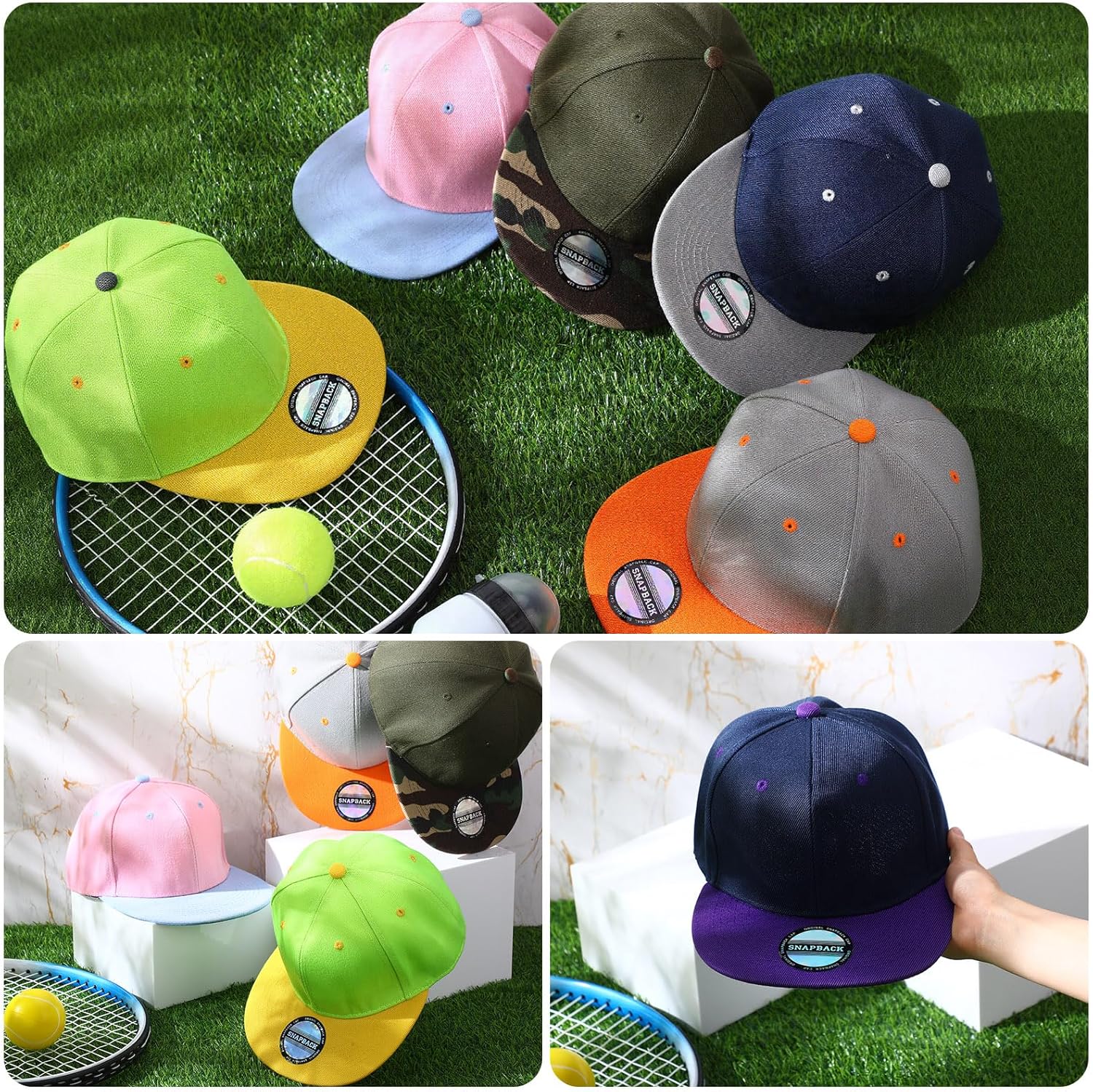 Syhood 30 Pcs Snapback Hats for Men Flat Bill Caps Bulk Hip Hop Blank Flat Brim Adjustable Baseball Caps - Image 5