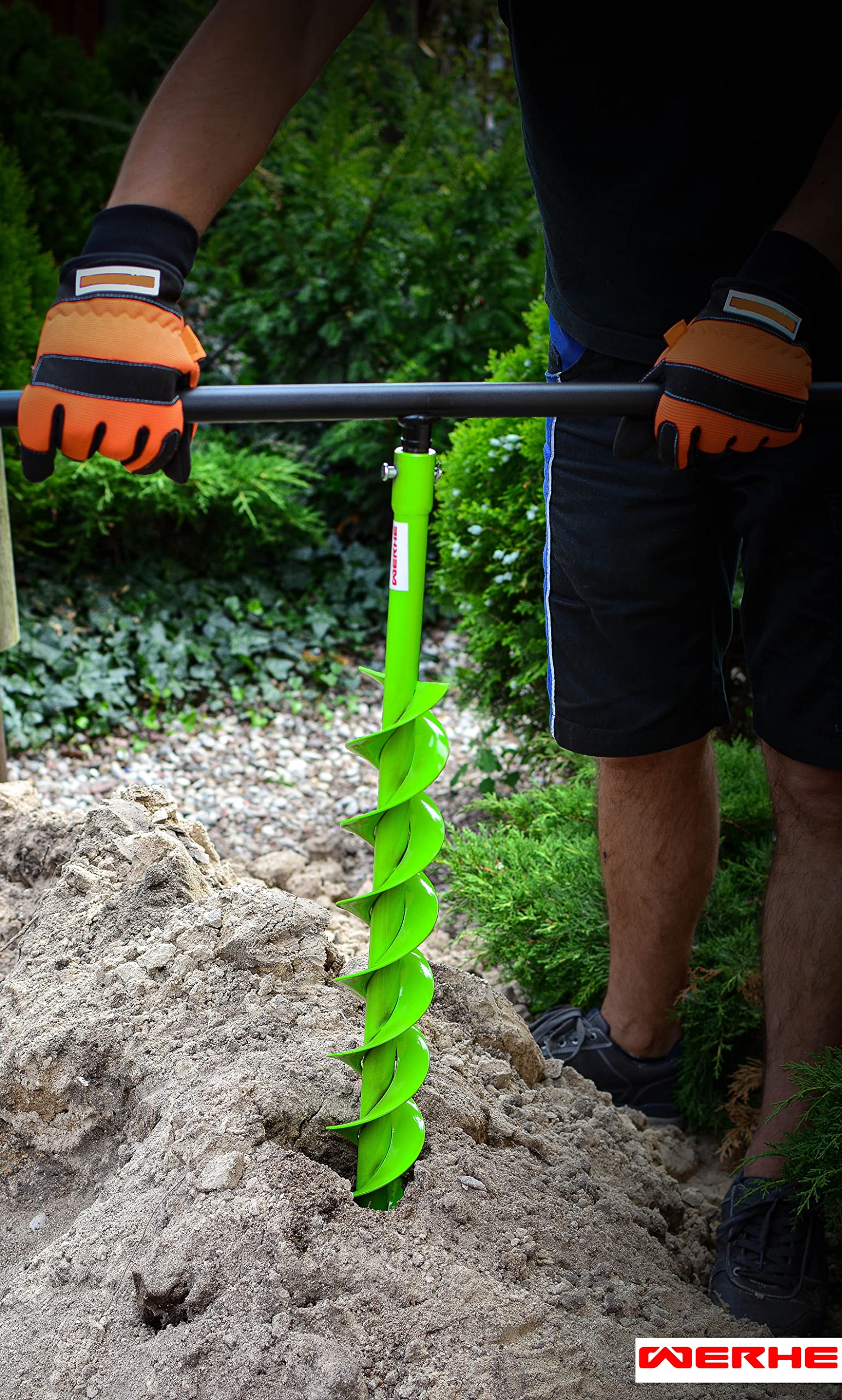 WERHE Uchwyt do świdra ziemnego – bardzo długi, 70 cm, do bezpiecznego wiercenia ręcznego – kompatybilny z mocowaniem 20 mm