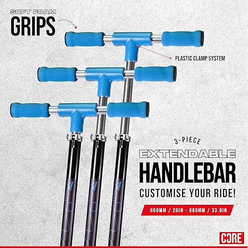 Miniatura 14 de Patinete para niños de 6 a 12 años CORE Foldy Kids Scooter, Kick Scooter, 2 ruedas LED iluminadas, scooter fácil plegable, manillar de 3 alturas