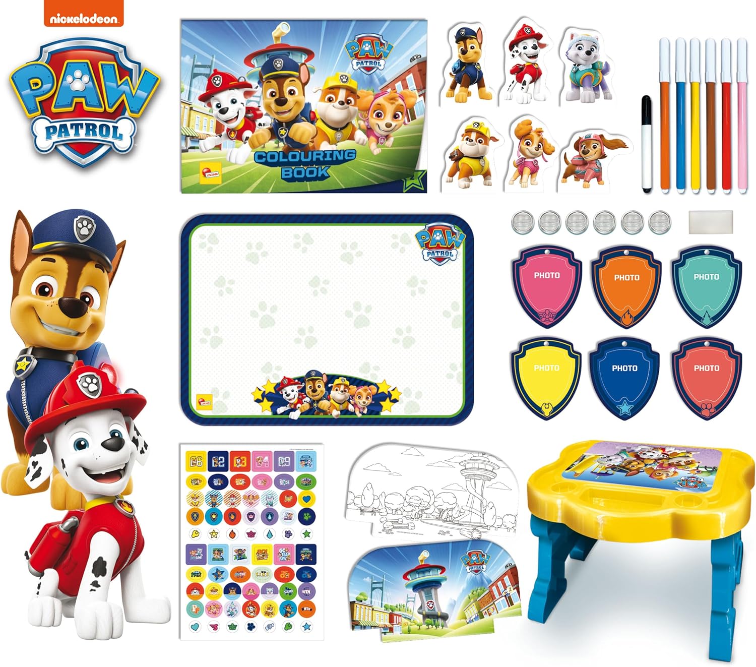Lisciani - Paw Patrol - Creative Table - Creative Game - Drawing Game, Colouring and Imagination - Sticker - Table Tip for Painting and Creating a Screenplay - for Children from 3 Years