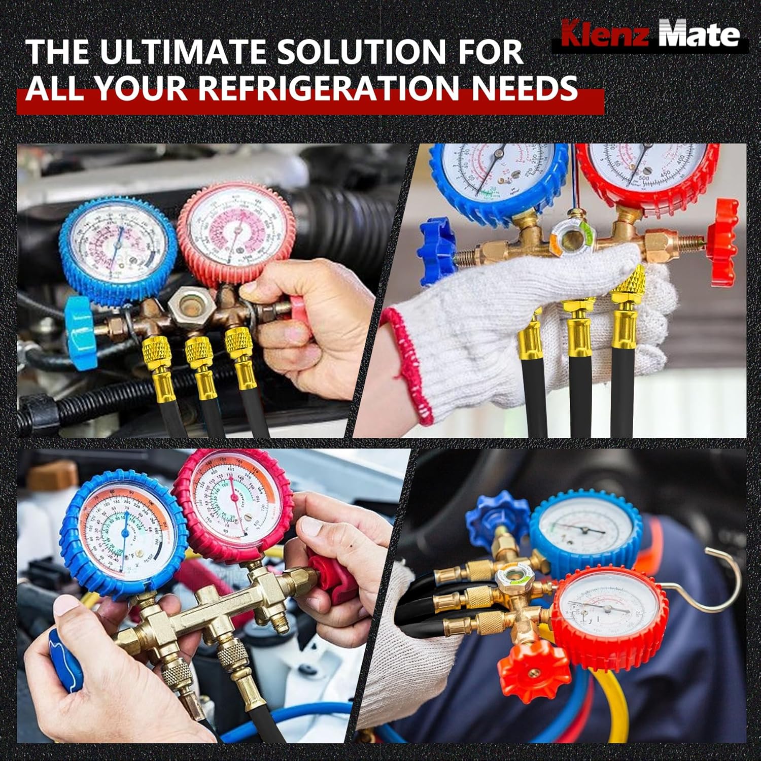 2026 Upgraded 1/4" A2L Refrigerant Hoses, 72", 45° & 180° Left-Hand Thread Adapters, Custom Pressure Relief Groove, Compact Ball Valve Refrigerant Hoses, for R-1234YF/R-134A/R-32/R-454B/R-410A(3 Pcs)