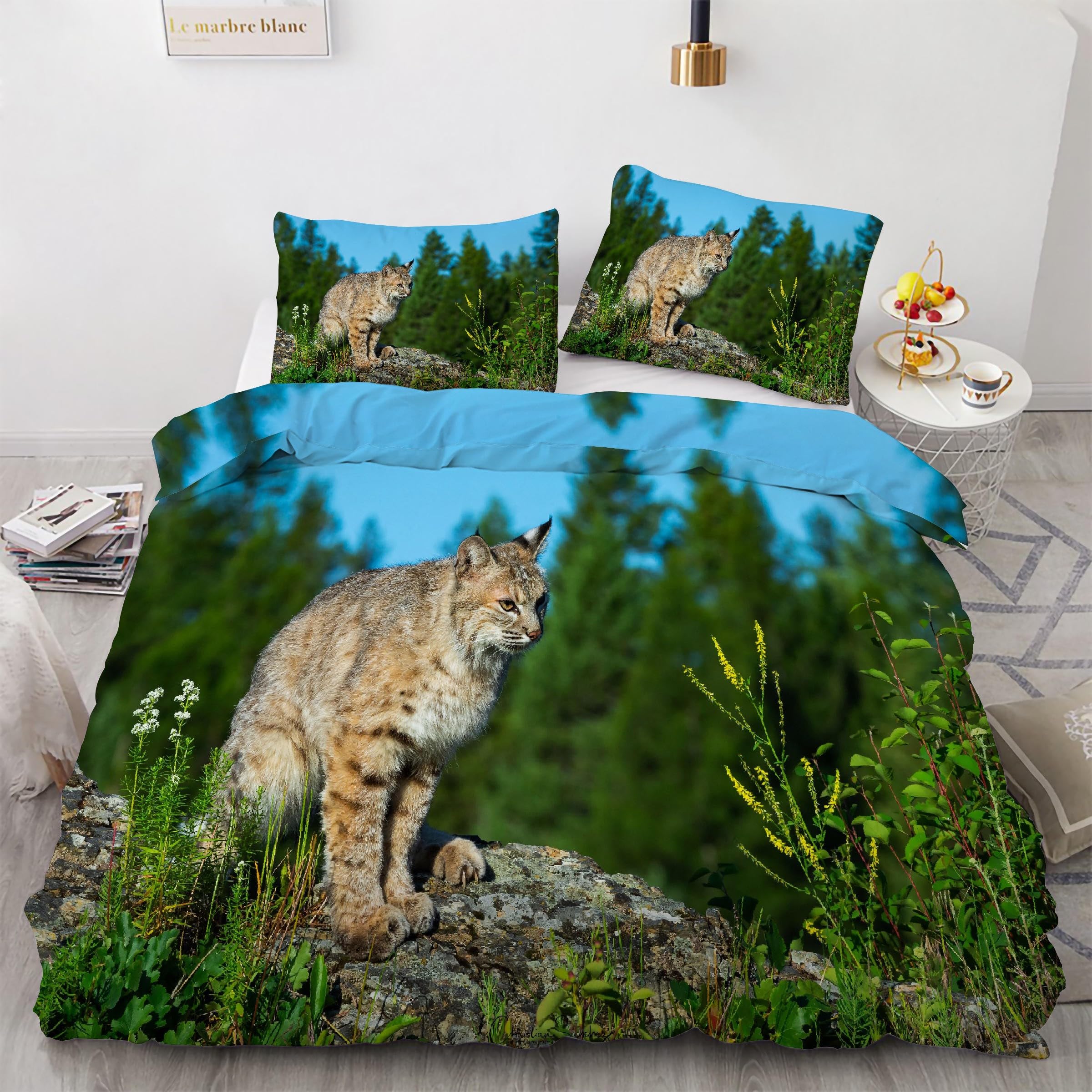 Housse de couette 160x200 chat avec fermeture éclair invisible et tissu doux