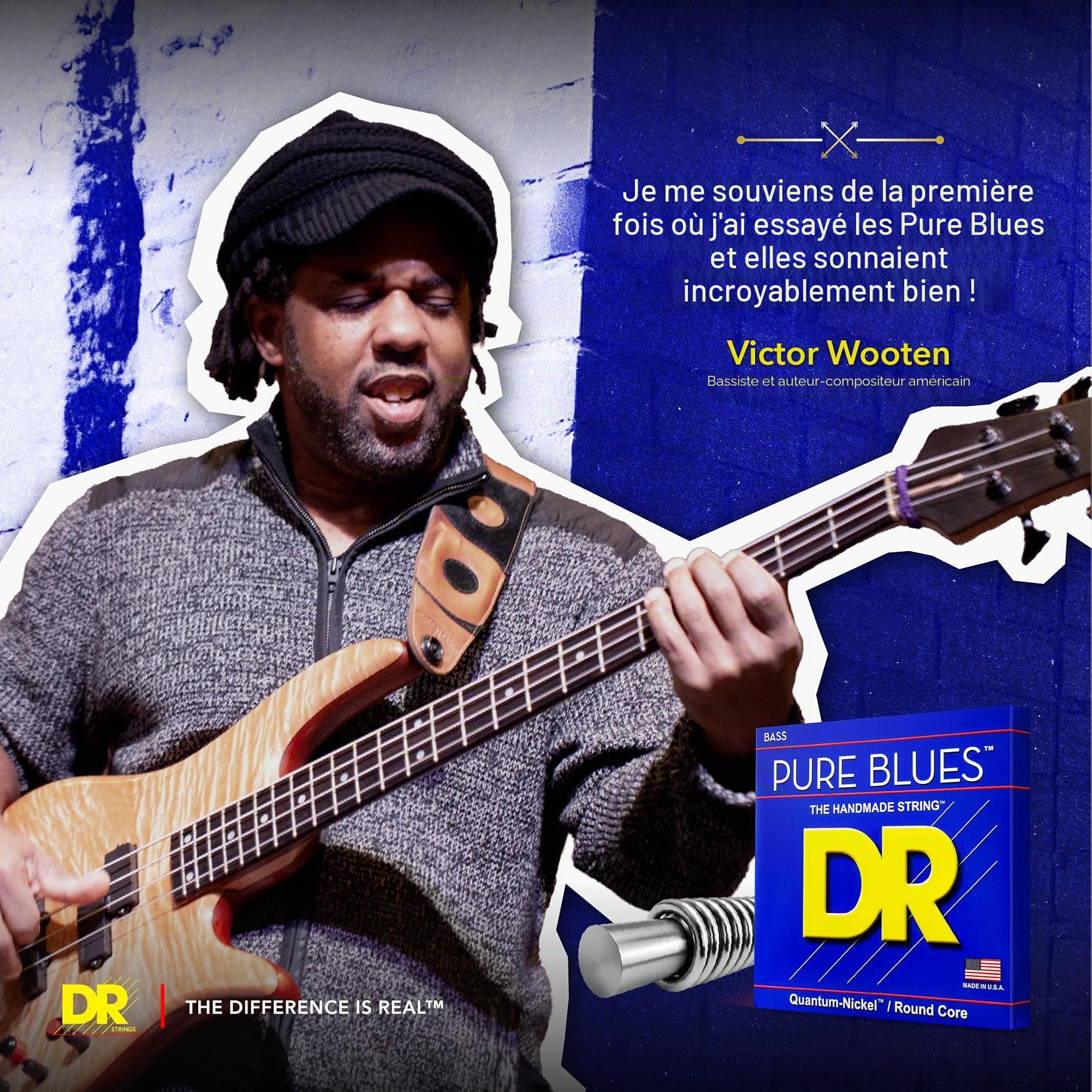 DR String PB-45 Pure Blues Jeu de cordes pour guitare basse