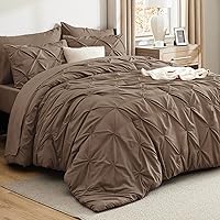 Vista 32 de Bedsure Juego de ropa de cama con edredón tamaño King Beige - Juego de ropa de cama en una bolsa de 7 piezas, juego de regalo GentleSoft™ con diseño