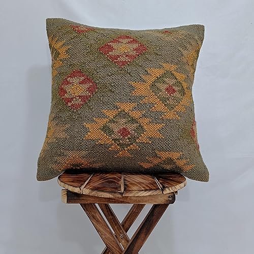 Miniatura 4 de Trade Star Funda de cojín 70% yute y 30% lana, funda de cojín Kilim bohemia, funda de cojín cuadrada decorativa india, étnica para decoración del