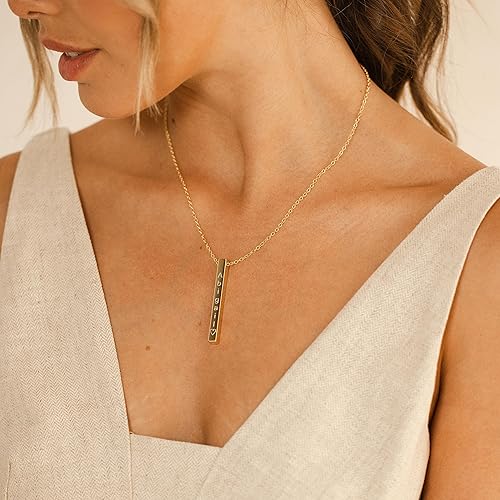 Miniatura 2 de Custom Vertical Necklace for WomenPersonalized Necklace gift with Name Gold Bar Necklace Elegant Personalized Jewelry Custom Name Necklace Perfect