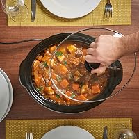 VonShef Lassú Főző 6,5L Piros Elektromos Főzőedény Üveg Fedéllel Rozsdamentes Acél 290W Crockpot Ételkészítő 3