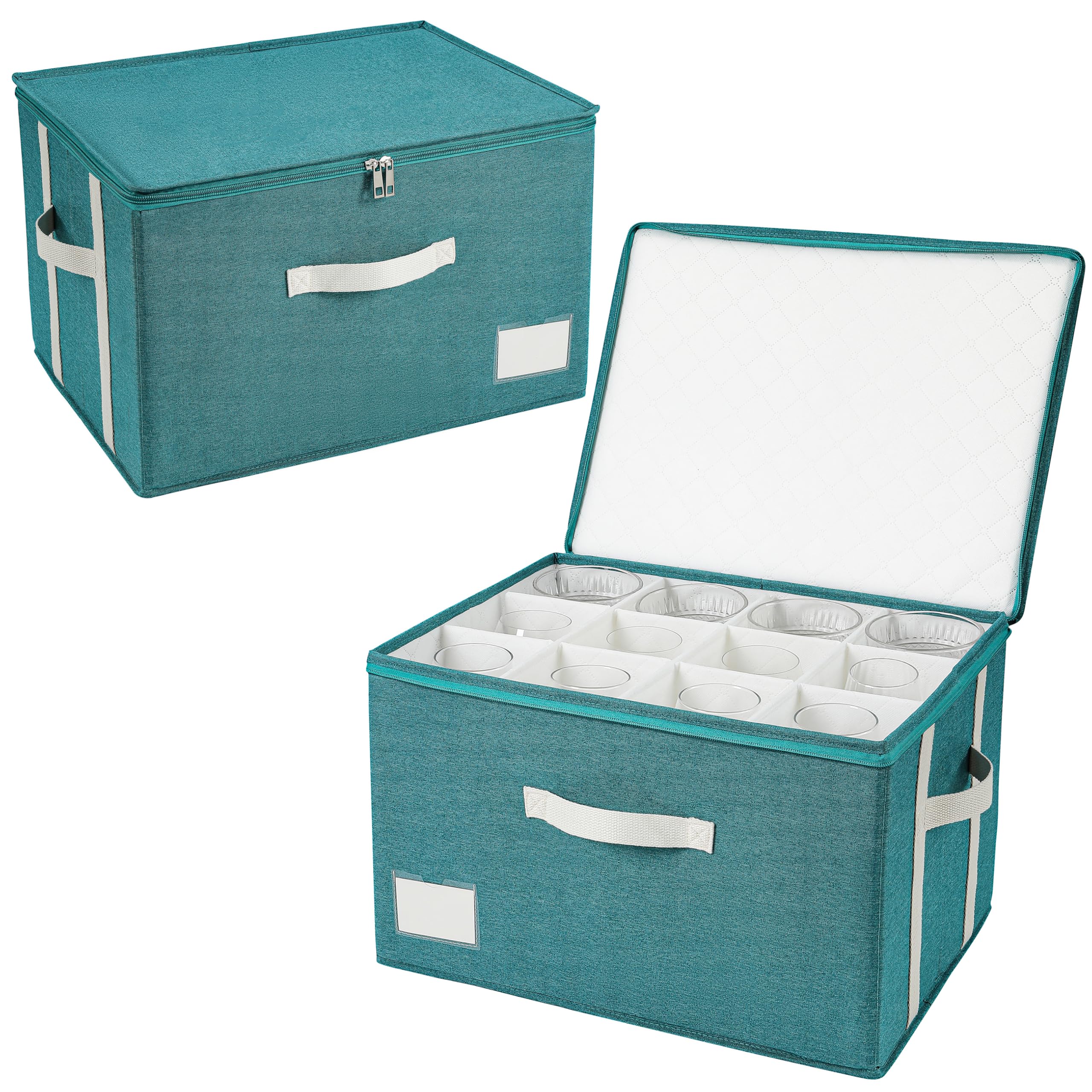 Cajas de almacenamiento para copas de vino: organizador con divisores para 12 piezas de cristal