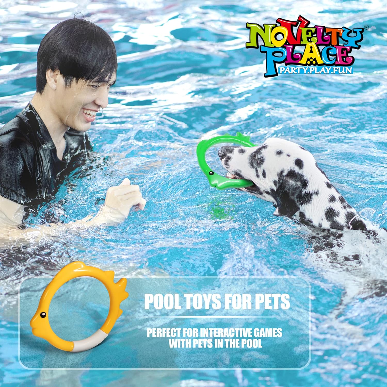 Novelty Place 4 Pcs Diving Ring Set - Throw, Dive & Retrieve Toys, Underwater Swimming Pool Play Accessories - Fish Shape Dive Rings for Kids - Perfect for Swimming Training and Fun