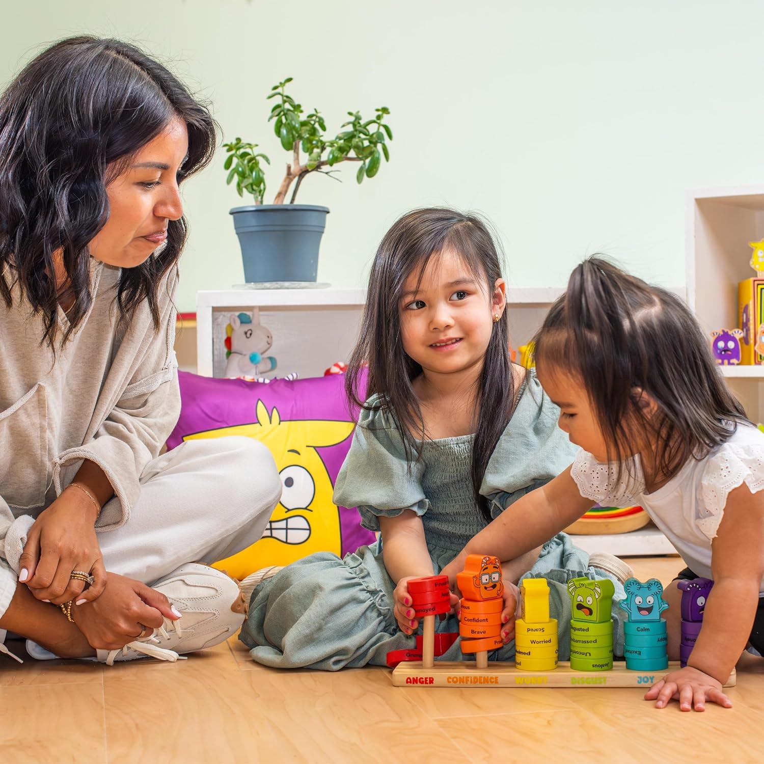 Open The Joy Emotions Stacking Rings – 30pc Rainbow Stacking Toy for Toddlers, Baby Sensory Learning Toy, Fine Motor Skill Development – Montessori Toys for 1 Year Old, Ages 12 Months and Up
