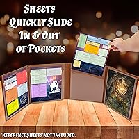 Vista 3 de CASEMATIX DM Screen Faux Leather 8-Panel Deluxe GM Screen - Eight Panel Folding Dungeon Master Screen with 2 Swinging Panels and Wet Erase Pockets