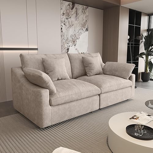 Miniatura 117 de WJShome - Sofá seccional modular en forma de nube para sala de estar, sofá de 160" con relleno de plumón en forma de U con otomano, sofás