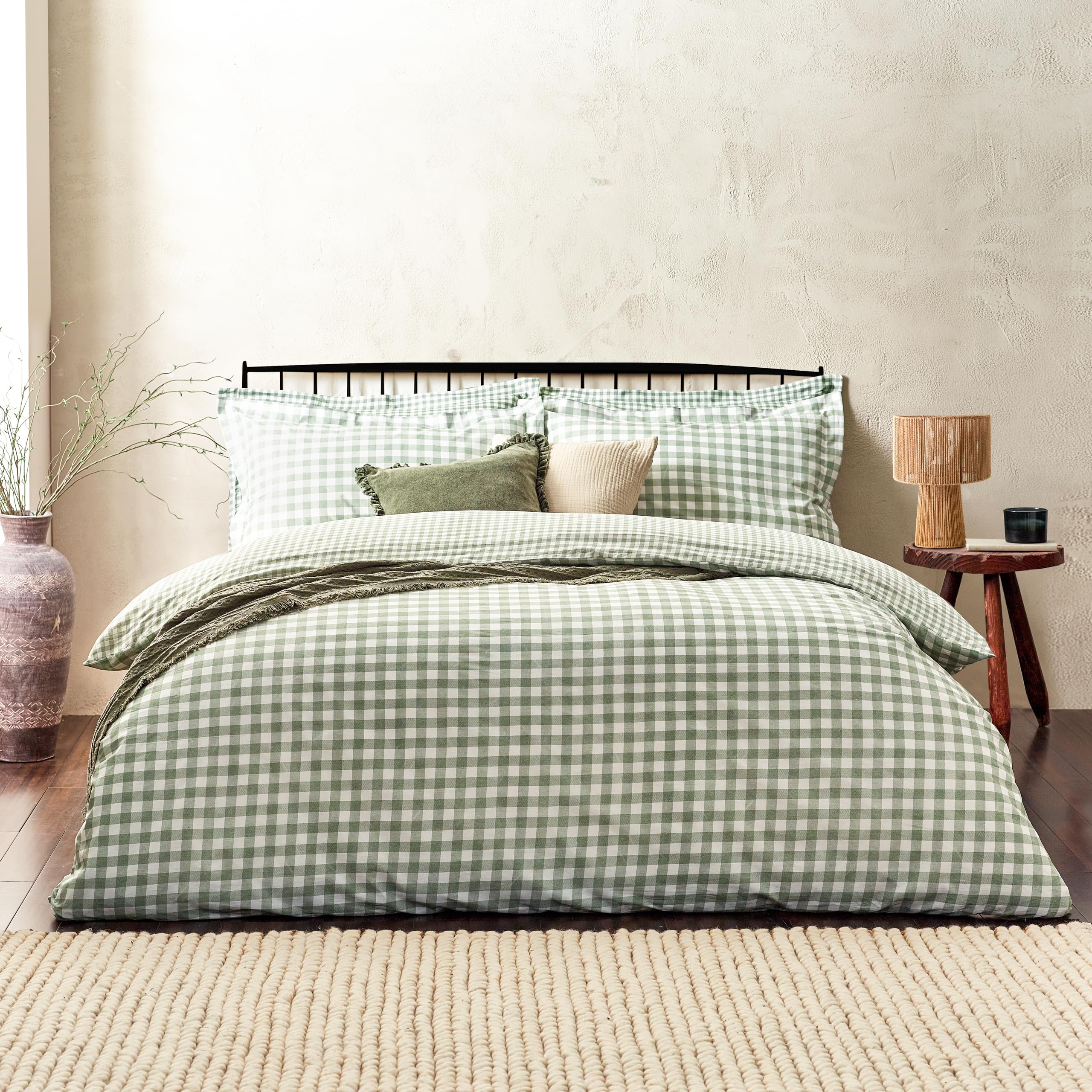 Yard Barton Gingham Check Duvet Set Green Single