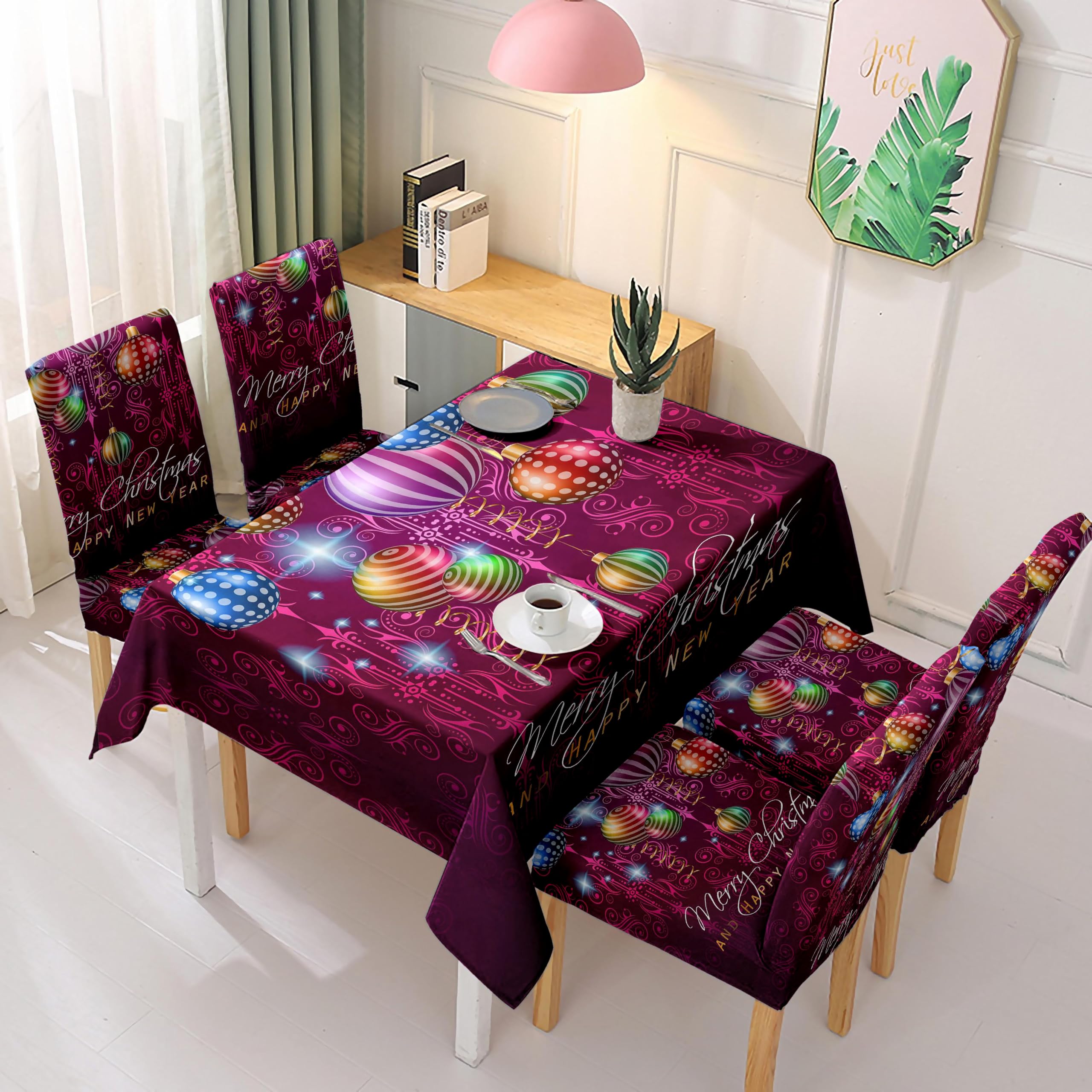 Tovaglia Luci Di Natale Tovaglia Rettangolare Decorativa Tovaglia Per Dinning 140X210 Cm Lavabile A Macchina, Tovaglia Durevole