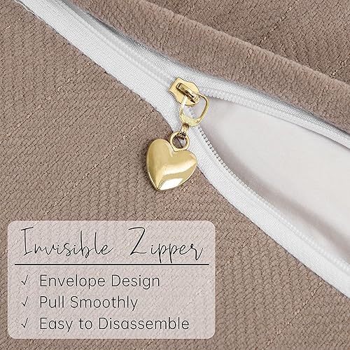 Miniatura 3 de ZWJD Juego de 2 fundas de almohada color caqui de 18 x 18 pulgadas con diseño elegante, suaves y lujosas, almohadas decorativas para sofá, cama y