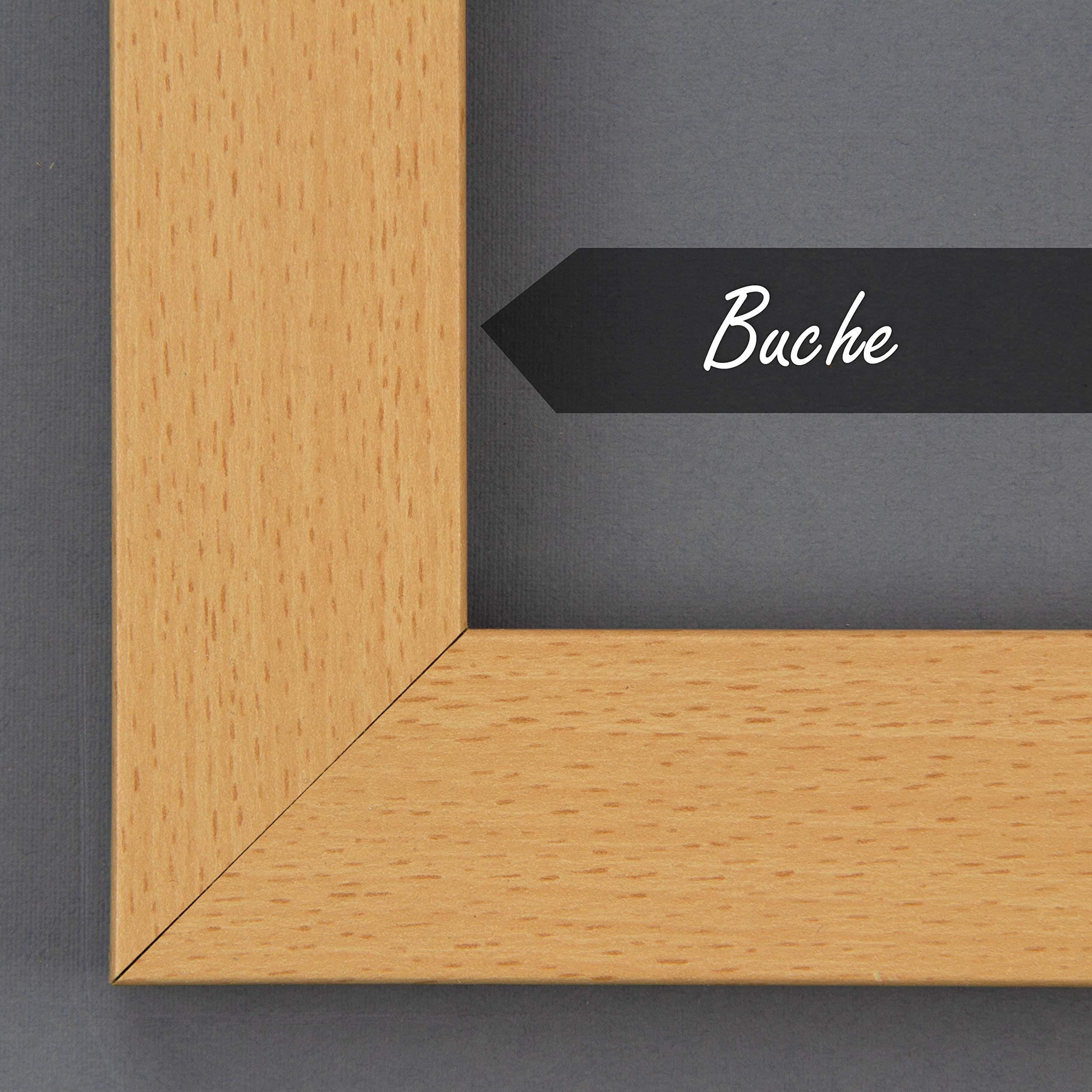 BIRAPA Monaco Bilderrahmen Holz 70x100 cm Buche - Wechselrahmen Bilderrahmen Plexiglas - für Fotos, Bilder & Poster