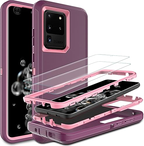 Miniatura 8 de HONG-AMY Funda para S20 Ultra, funda para Samsung Galaxy S20 Ultra con protector de pantalla de TPU flexible autorreparable 2 paquetes, funda de
